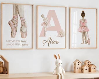 Ballet Nursery Wall Art, Ballerina Nursery Decor, Baby Girls Pink Ballet Nursery Prints, Ballet Gift, Girl Nursery Prints, Ballerina Prints