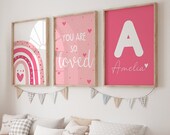 Personalized Nursery Print, Pink Nursery, You Are So Loved, Girls Nursery Decor, Valentines for Kids, Rainbow Nursery Print, Valentine Gift