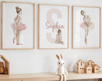 Roze balletkamer, Ballerinaprints, kamerdecoratie danseres meisjes, kamerdecoratie voor meisjes, slaapkamerkunst met balletthema, roze balletkamer