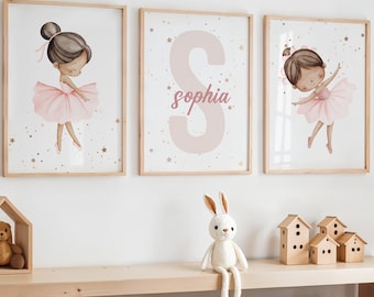 Grafiki do pokoju baletnicy, dekoracje do pokoju dziecięcego dla dziewczynek, plakat z baletnicą, grafiki do pokoju tanecznego, sztuka ścienna z motywem baletu dla dziewczynek, sztuka tańca