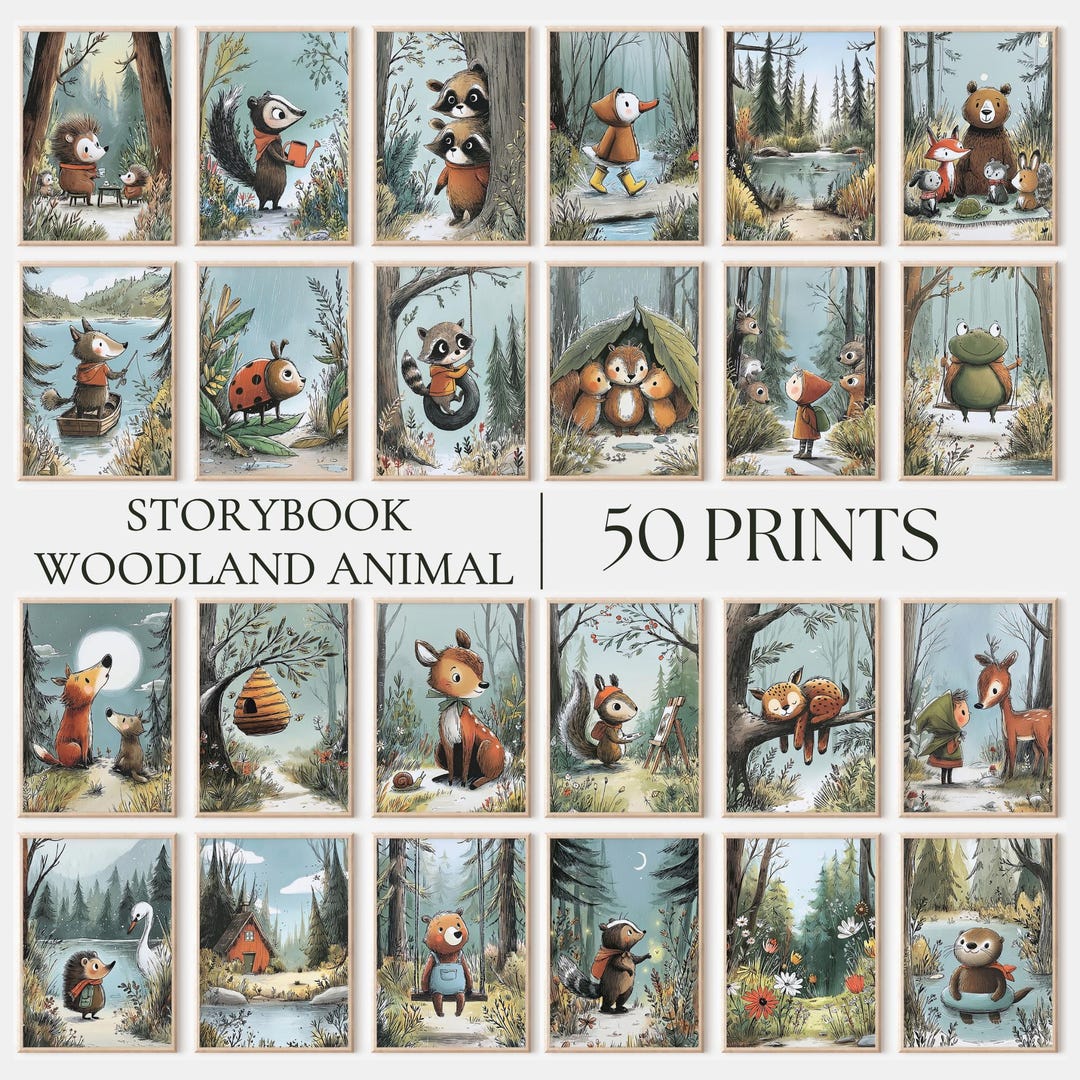 Storybook Woodland Animal Art Prints, Nursery Forest Illustrations ...