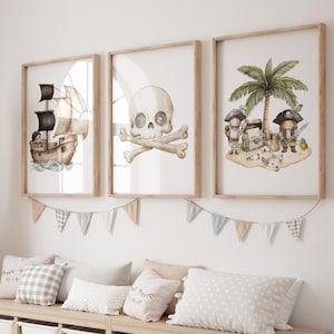 Pirate Nursery Print, Pirate Wall Art, Pirate Boys Bedroom Art, Pirate Decor, Pirate Ship Wall Art, Pirate Theme Room, Pirate Island Print