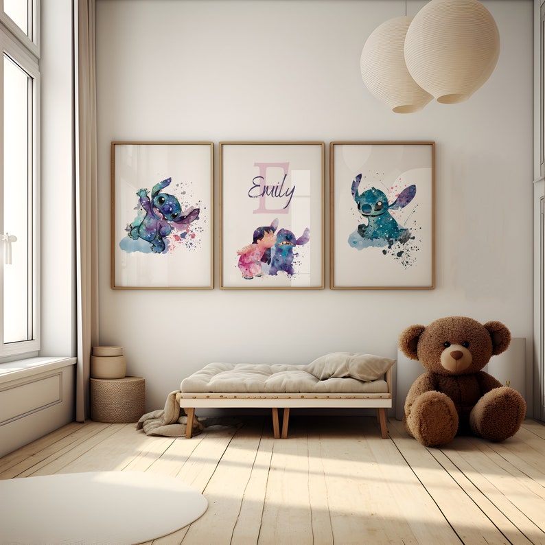 Personalized Lilo & Stitch Print, Stitch Nursery Decor, Ohana Wall Art, Lilo Wall Art, Stitch Print, Girl Room Decor, Lilo Stitch Poster imagem 4