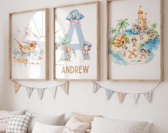 Láminas de piratas para guardería, decoración de habitación infantil pirata, decoración de habitación pirata, arte de pared pirata, arte pirata, lámina pirata, decoración pirata, habitación de niño pirata