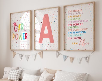 Kids Affirmation Prints, Girl Power Print, Girls Bedroom Decor, Affirmation Nursery, Pink Nursery, Girl Power Nursery, Kids Affirmation Art