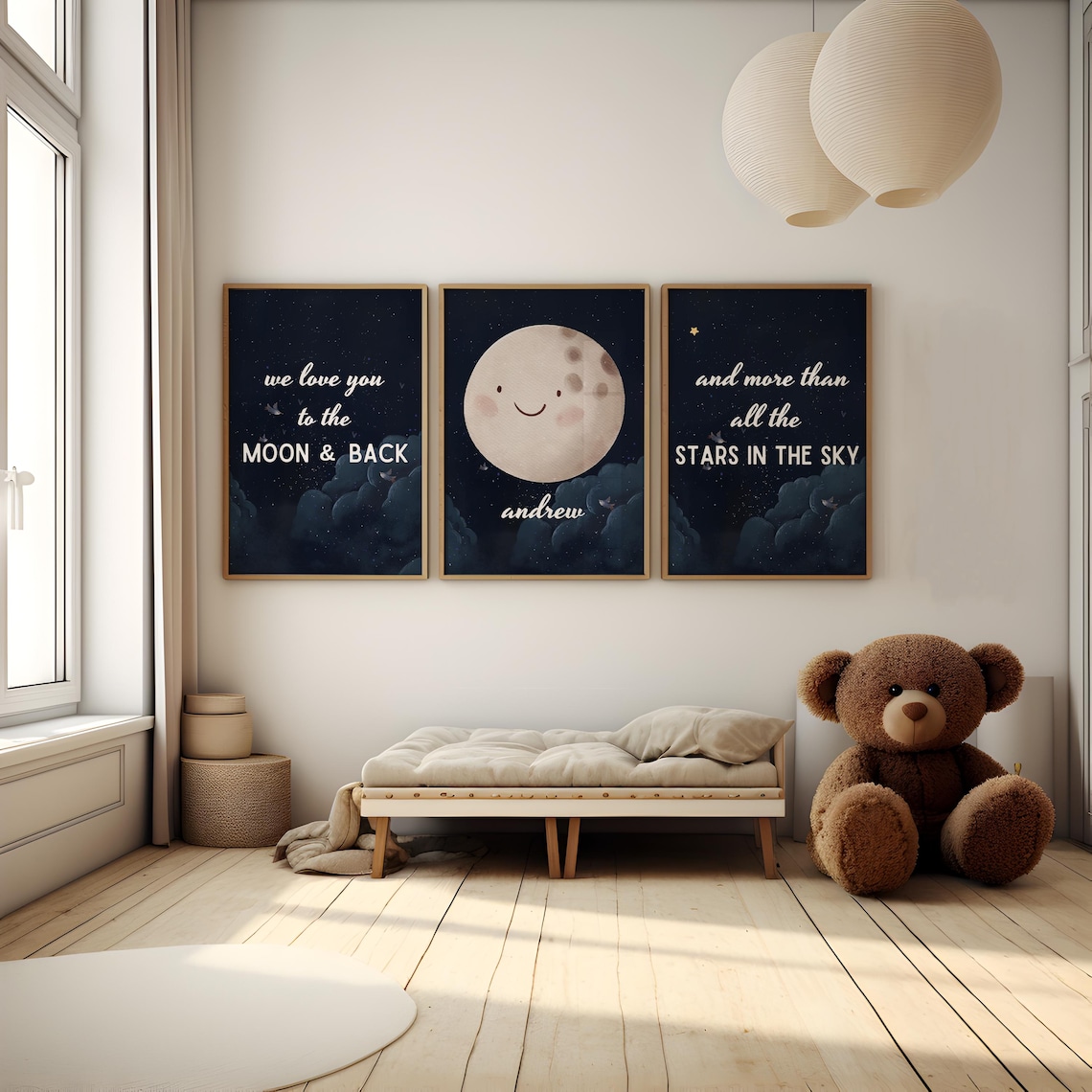 Moon and Stars Print, Moon Nursery Print, Moon and Stars Nursery, We ...
