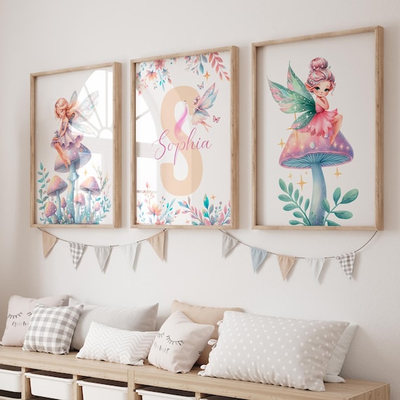 Magical Fairy Prints, Fairy Nursery Prints, Princess Fairy Wall Art, Fairy Girls Room Print, Pink Nursery Print, Fairy Art, Fairy Decor