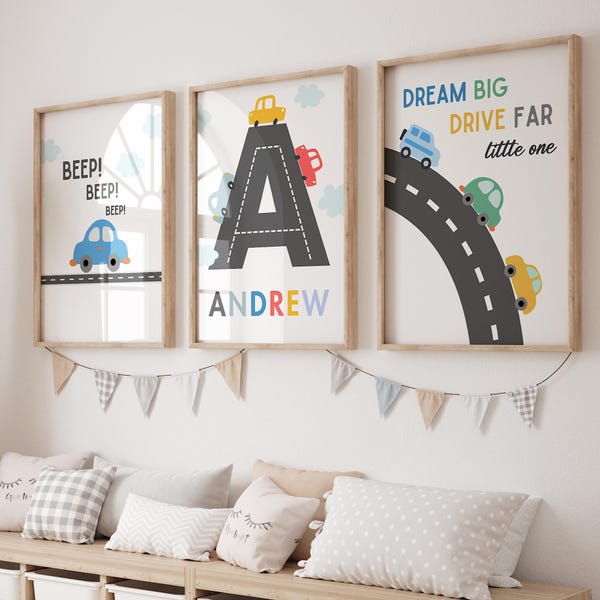 Car Nursery Print, Car Print, Car Themed Boys Room, Transport Nursery Print, Transport Kids Room Decor, Car Playroom Print, Baby Boy Nursery
