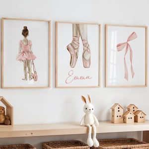 Ballerina Nursery Print, Ballerina Decor, Ballet Print, Ballet Nursery, Girls Bedroom Print, Dance Theme Room, Pink Bows Print, Bows Art