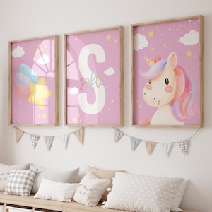 Unicorn Nursery Print, Unicorn Room Decor, Rainbow Nursery, Rainbow Print, Pink Nursery Decor, Unicorn Prints, Unicorn Wall Art, Girls Art