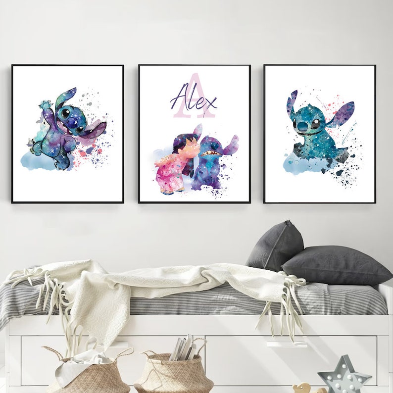 Personalized Lilo & Stitch Print, Stitch Nursery Decor, Ohana Wall Art, Lilo Wall Art, Stitch Print, Girl Room Decor, Lilo Stitch Poster imagem 7