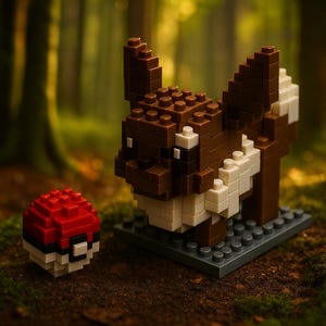 Kit de construção de raposa adorável - Conjunto de montagem com 209 peças - Criatura fofa estilo anime - Brinquedo colecionável para fãs Bloco de construção Decoração para casa