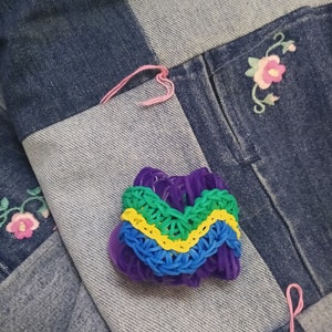 Colorful Purple Bracelet Cuff Rubber Bands Button Charm