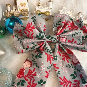 Christmas Nutcracker Hair Bow: Handmade Cotton Hair Clip