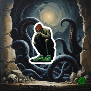 Call of Cthulhu Sticker - Cthulhu Concepts Deadass Lovecraft Mythology Sticker stocking stuffer for Cosmic Horror Lover and Dungeon Master
