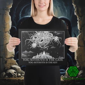 Yog-Sothoth Is The Gate Poster | The Dunwich Horror Wall Art Print | Lovecraftian Eldritch Decor | Black White Occult Art