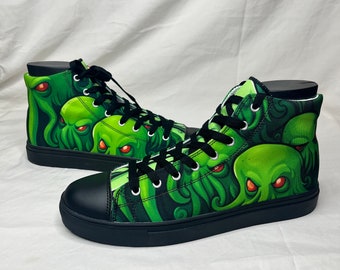Cthulhu Hi-Top Sneakers | Lovecraftian Cosmic Horror Art Shoes
