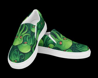 Cthulhu Themed Slip On Canvas Shoes for Cthulhu Lovers and HP Lovecraft fanatics Call of Cthulhu themed footwear “The Call of Cuh-Shoe-luh”