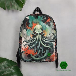 cthulhu inspired leather bags and backpacks H.P. Lovecraft-none drawstring bag-Paul Hmus by TeeFury For those drawn to the mysteries of the void Cthulhu Backpack | Lovecraftian Laptop