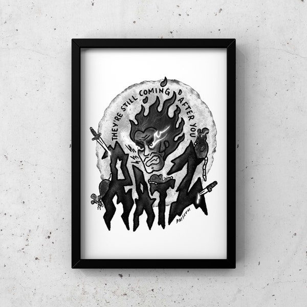 Papa + His Rats - Metal/Rock Art Print - Digital Illustration