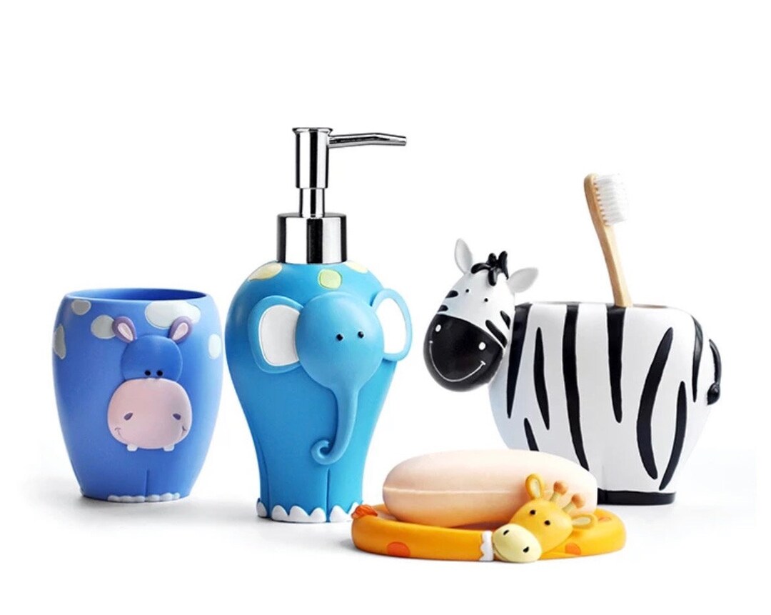Safari Animal Bathroom Accessory Set Etsy