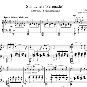 Schubert&#39;s Serenade Piano Solo Sheet Music (Liszt Arrangement) (Digital Download)