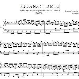 Prélude Nr. 6 in d-Moll – Johann Sebastian Bach | Noten PDF
