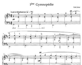 Erik Satie - Gymnopedie 1, digital dowload, sheet music, piano music, printable art, vintage, romantic music notes