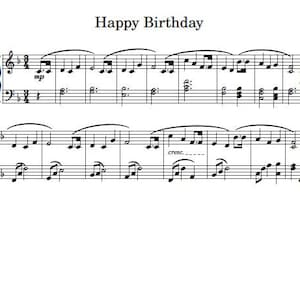 Happy Birthday-bladmuziek voor piano, digitale notities, digitale download voor beginnende speler
