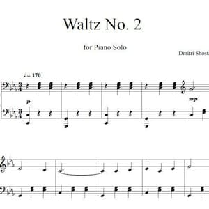 ショスタコーヴィチ作曲「ワルツ第2番」ピアノ楽譜（デジタルダウンロード）