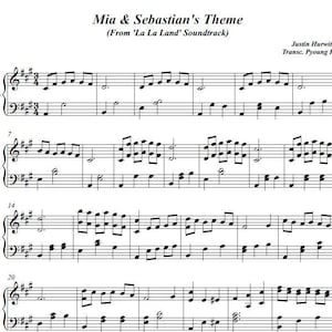 Mia und Sebastians Thema aus La La Land - Einfaches Klavier Arrangement, Digitaler Download, Klaviernoten, Noten für Anfänger, Musik