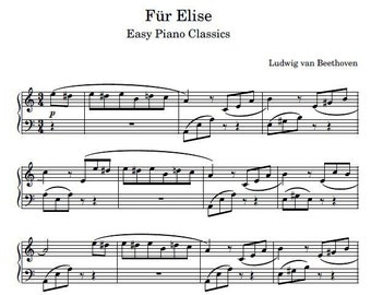 Für Elise - Beethoven Digital Download, Sheet Music, Digital sheet music,PDF, (Easy Version, Main Theme Only)