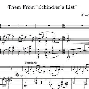 Them From &quot;Schindler_s List&quot;, Digital Music Notes, Digital Sheet Music, Sheet Music, Printable PDF