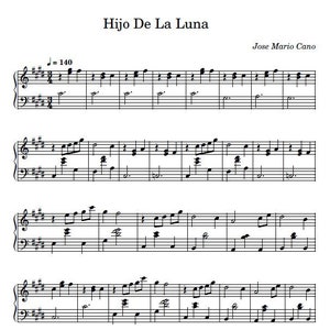 Hijo De La Luna - Partitions numériques, Luna Nera, Partitions piano, Téléchargement numérique, Art musical