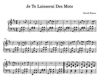 Je Te Laisserai Des Mots - Digital Sheet Music, Piano Sheet Music Digital Download, Printable PDF