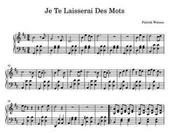 Je Te Laisserai Des Mots - Digitale Noten, Klavier Noten Digitaler Download, Printable PDF