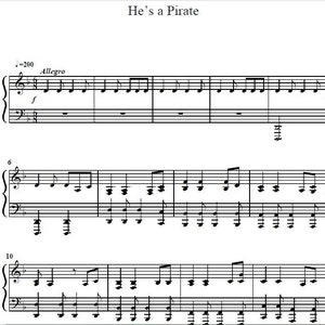He is Pirate, Pirates of the Caribbean, Music Notes, Sheet Music, Printable PDF, Music Art, Digital Download, Piano Sheet Music