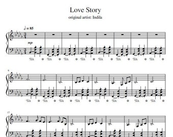 Love Story - Indila, Digital Music Notes, Piano sheet music, Printable PDF, Music Art