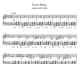 Love Story - Indila Spartiti per pianoforte / PDF stampabile / Livello intermedio