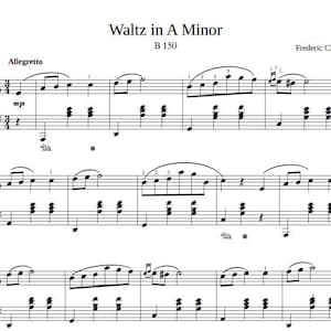 F. Chopin - Waltz in A Minor, sheet music, digital download, music notes, piano, music sheets, pdf, simplified waltz