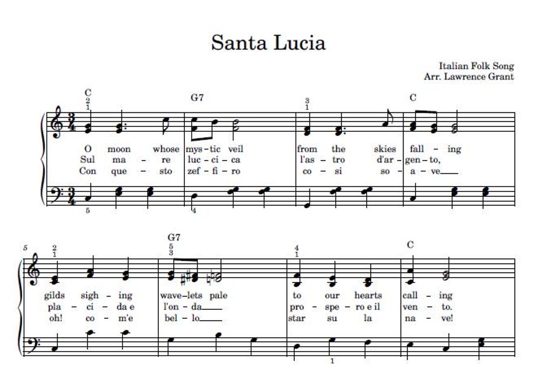 Santa Lucia - Digital Sheet Music | Printable PDF | Easy to
