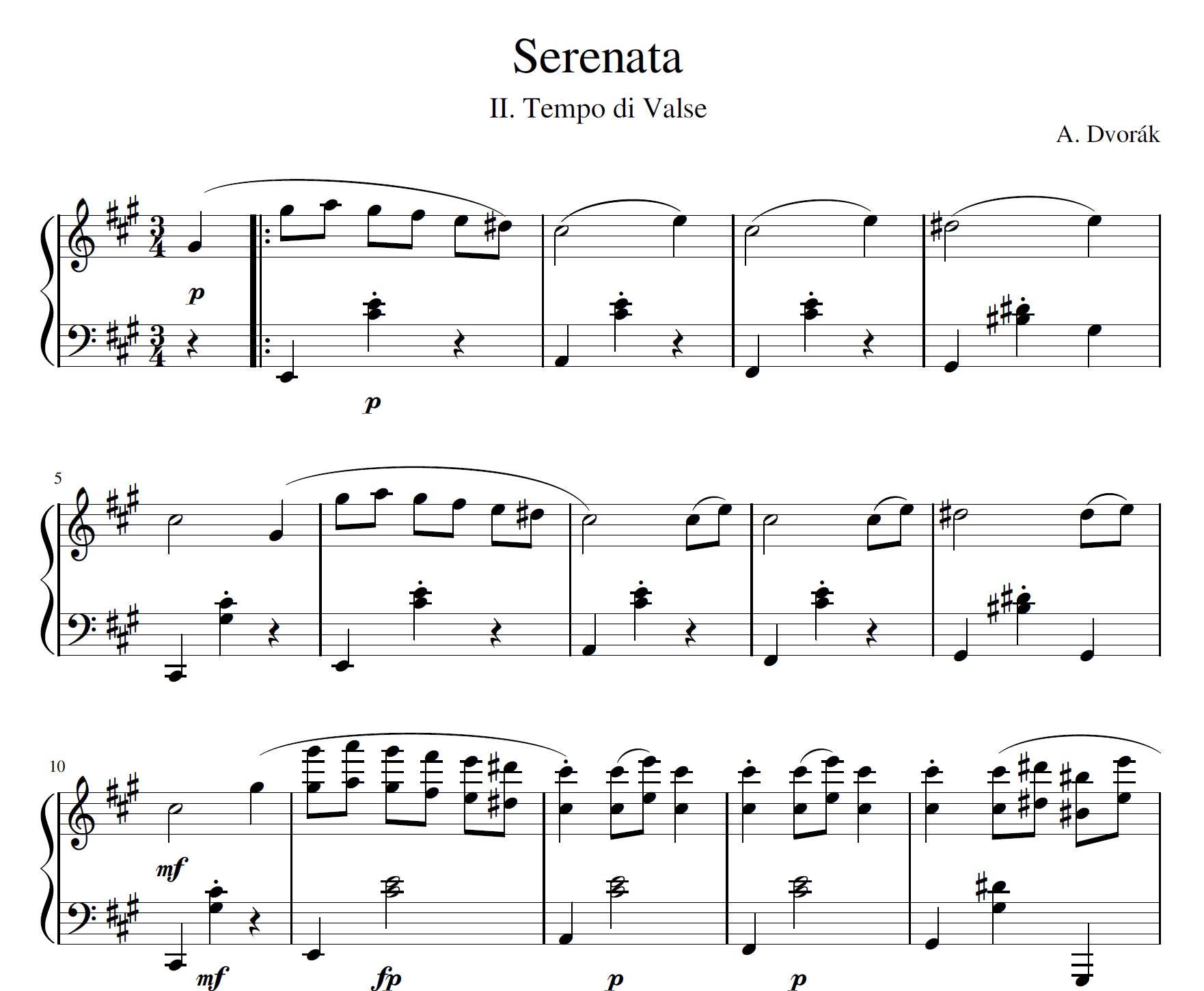 Waltz by Antonin Dvorak, Easy Piano Sheet Music, Digital Download - Etsy