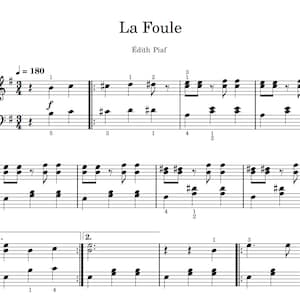 La Foule - Edith Piaf, France, tiktok, piano, sheet music, digital download