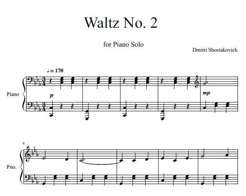 Vals n.º 2 de Shostakovich: Partitura para piano (Descarga digital ...
