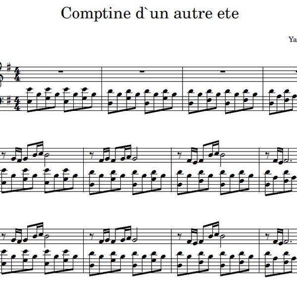 Yann Tiersen - Comptine autre ete, Digital Sheet Music