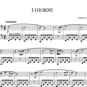 Ludovico Einaudi - I Giorni - Digital Dheet Music for beginner player, sheet music piano, Digital Download, Printable PDF, Music Notes