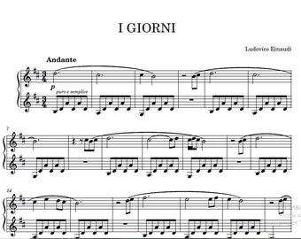 Ludovico Einaudi - I Giorni - Partitura para piano (Descarga digital)
