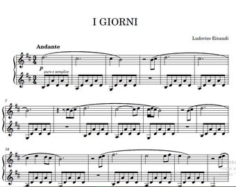 Ludovico Einaudi - I Giorni - Digital Dheet Music for beginner player, sheet music piano, Digital Download, Printable PDF, Music Notes