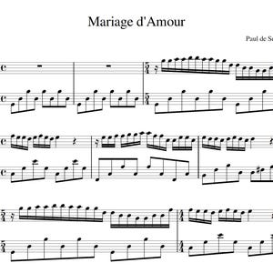 Partitura para piano - Descarga digital - Richard Clayderman - Mariage D'amour