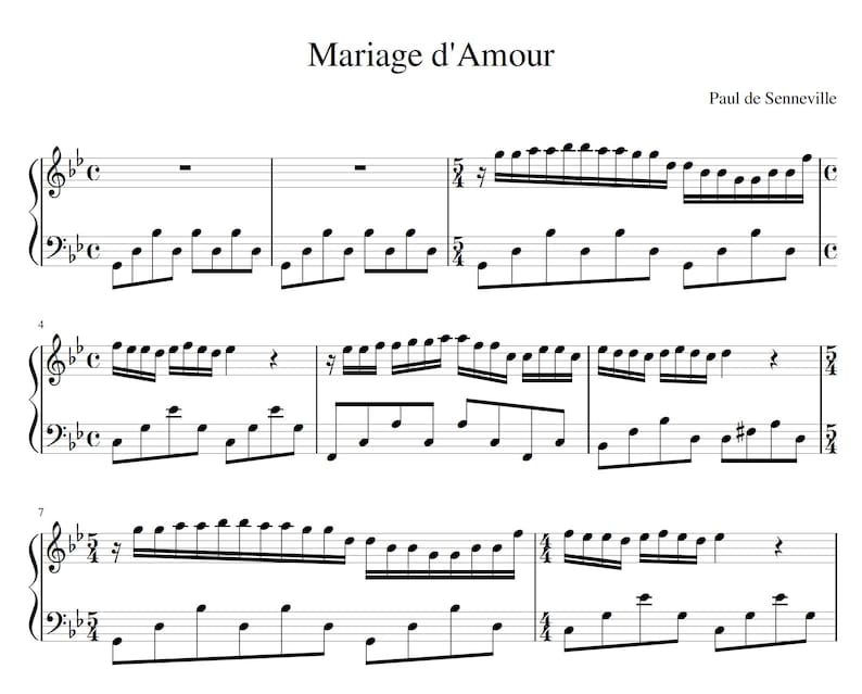 Piano Music Sheet - Digital Download - Richard Clayderman - Mariage D